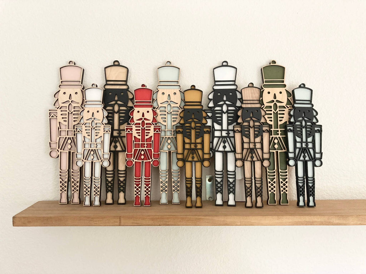 Wood Nutcracker: 10" / Black / Blush Pink