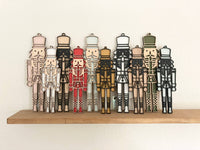 Wood Nutcracker: 10" / Black / Blush Pink