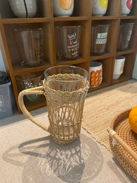 Water Glass with Hand Braided Straw Glass Cover