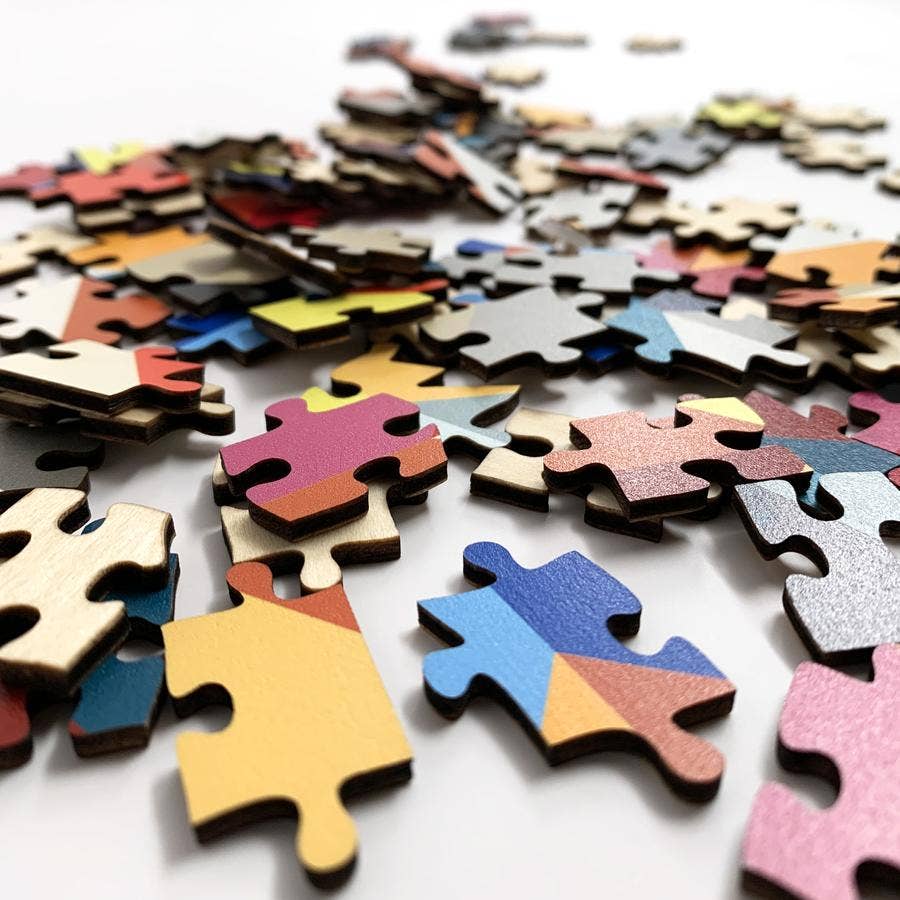 Wooden Puzzle: Herringbone Repeat in Glass Jar