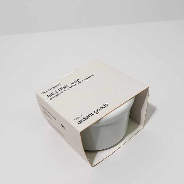 Solid Dish Soap in a white bowl by ardent goods