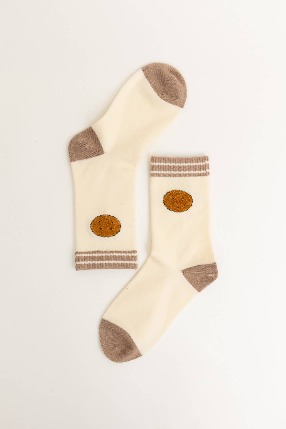 Smiley Face Embroidered Crew Socks