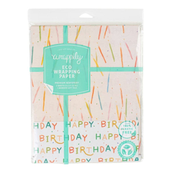 Candles / Happy Birthday  • Double-Sided Eco Wrapping Paper