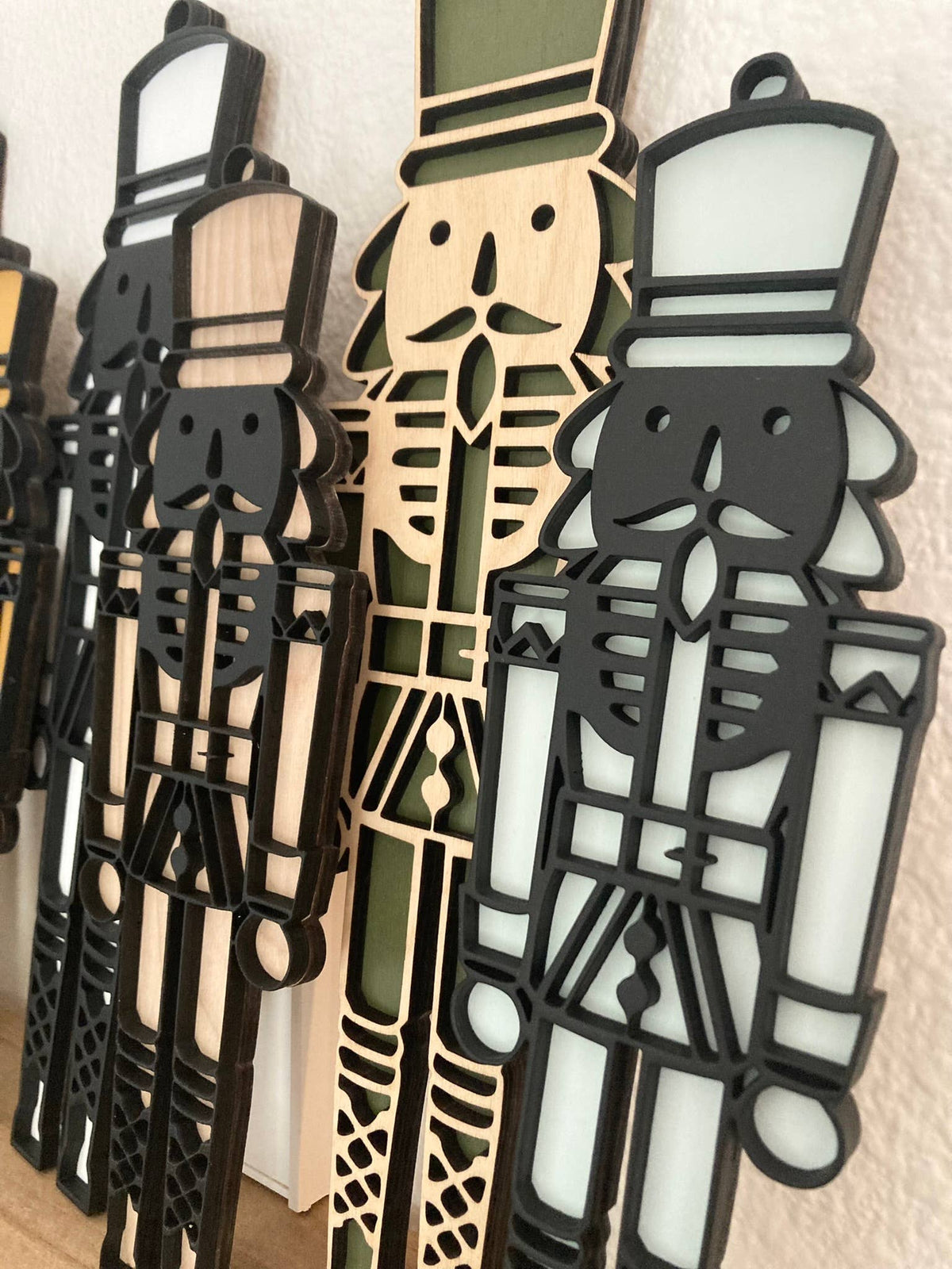 Wood Nutcracker: 10" / Black / Blush Pink