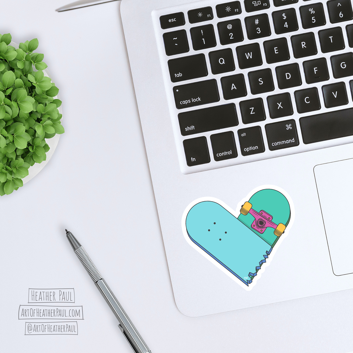 Skateboard Heart Sticker