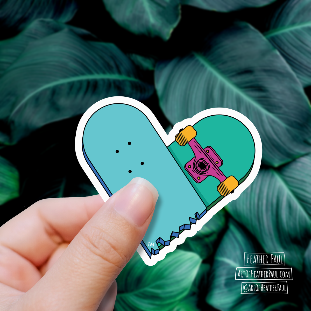 Skateboard Heart Sticker