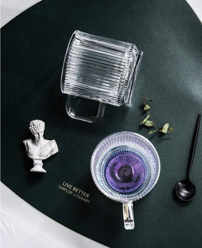 Iridescent Water Glass/Mug with Bamboo Lid