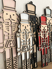 Wood Nutcracker: 10" / Black / Blush Pink