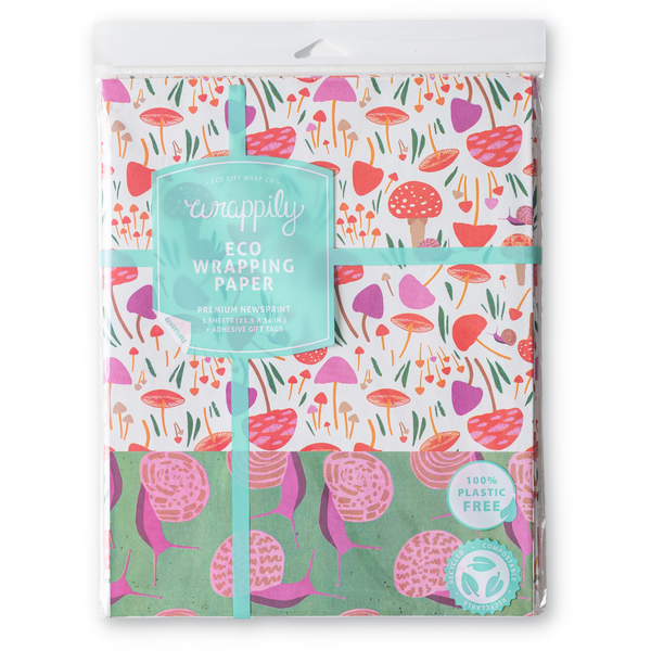 Mushrooms / Snails • Everyday Double-sided Eco Wrapping Paper