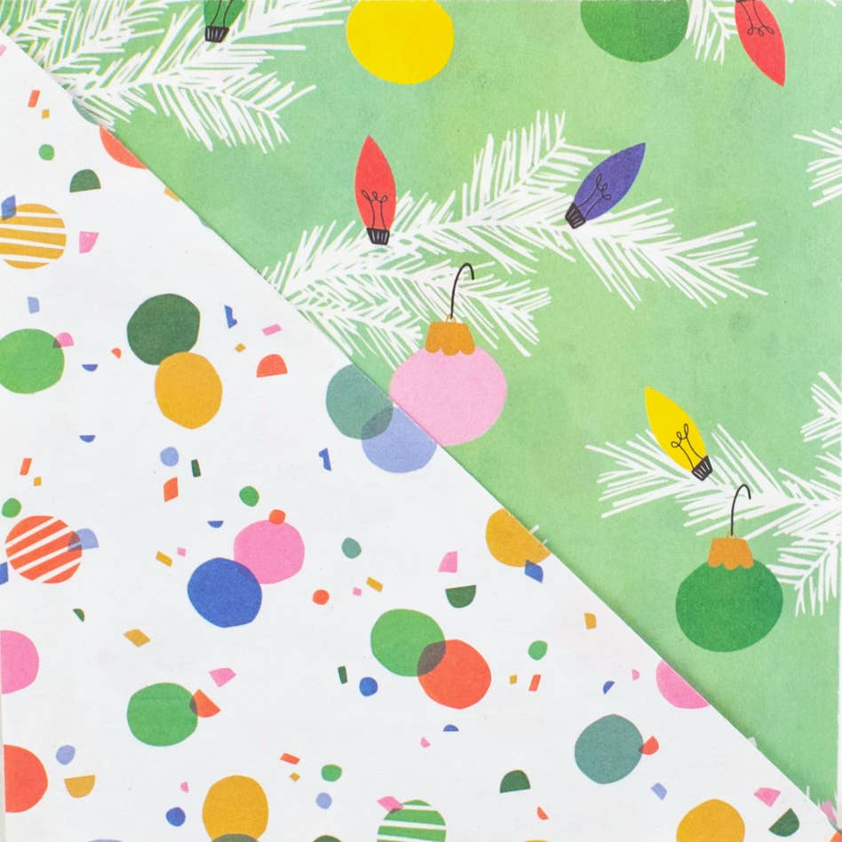 Boughs / Twinkled • Double-sided Eco Wrapping Paper • Holiday