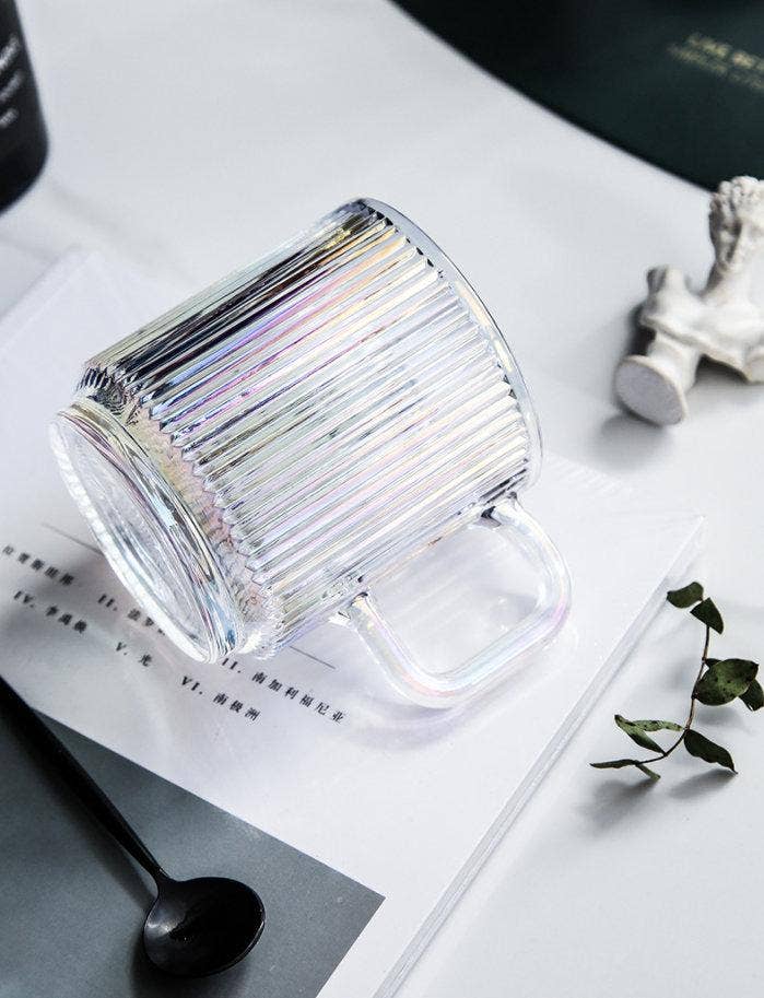 Iridescent Water Glass/Mug with Bamboo Lid