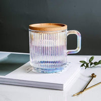 Iridescent Water Glass/Mug with Bamboo Lid