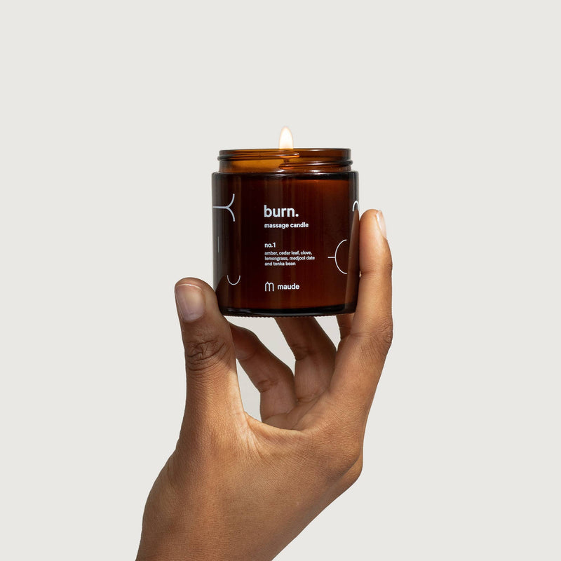Skin-Softening Massage Candle #1 - Amber, Cedar Leaf, Lemongrass, Tonka Bean, & Medjool Date