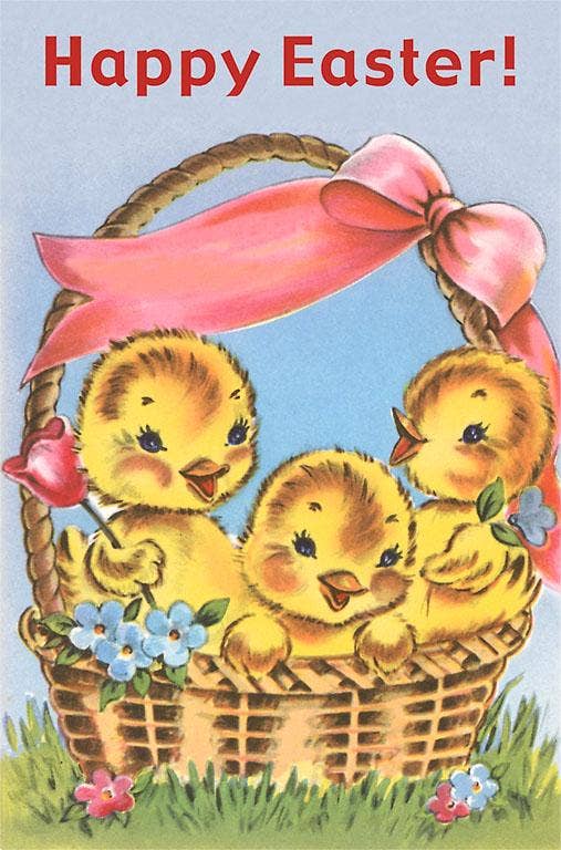 EA-241 Basket of Chicks - Vintage Image, Note Card