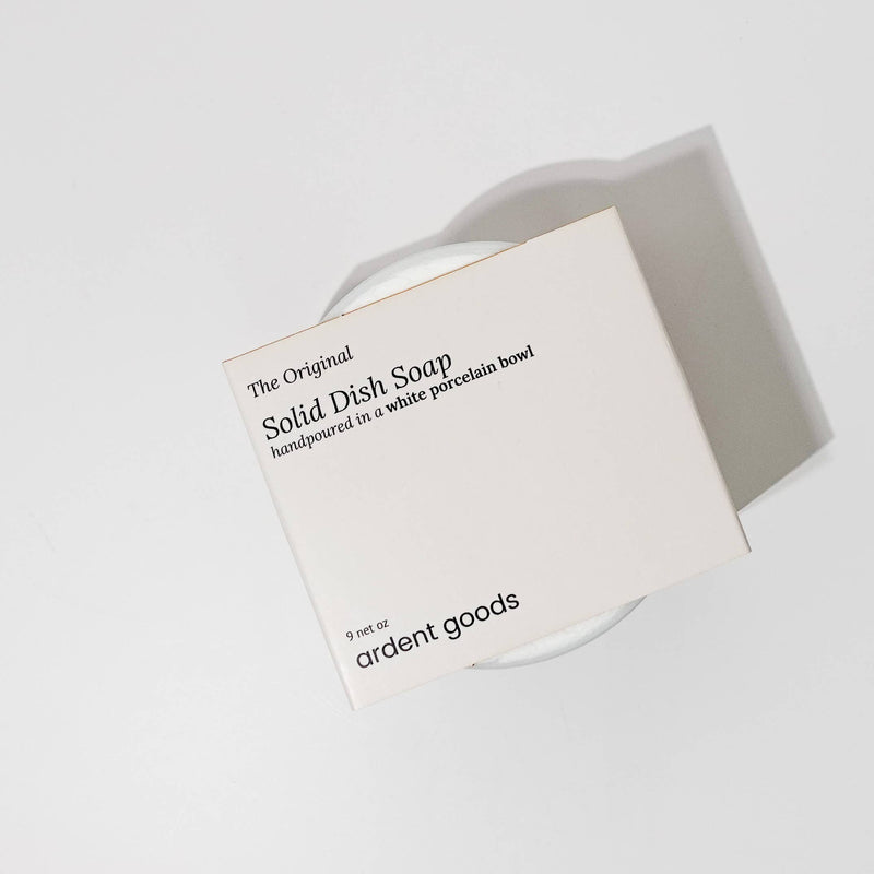 Solid Dish Soap in a white bowl by ardent goods