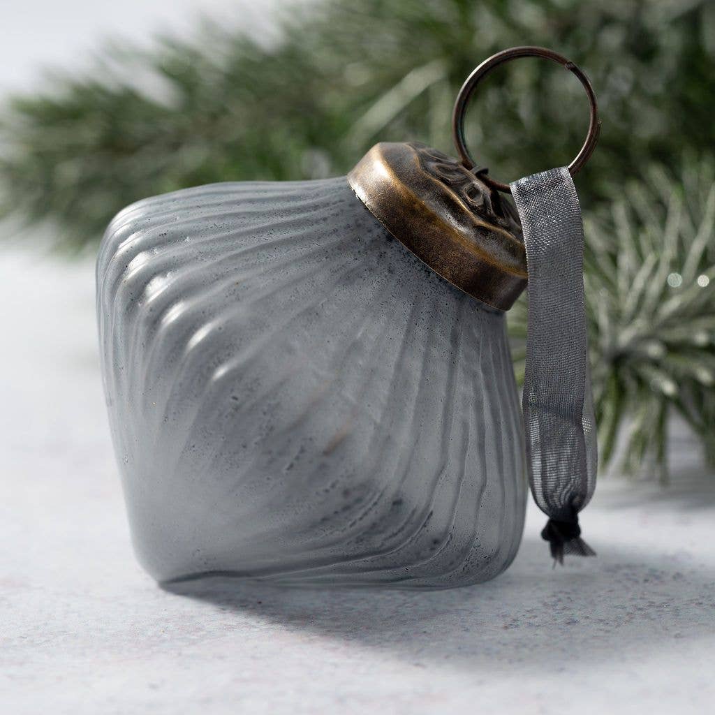 2" Medium Slate Frosted Glass Kite shape Christmas Ornament