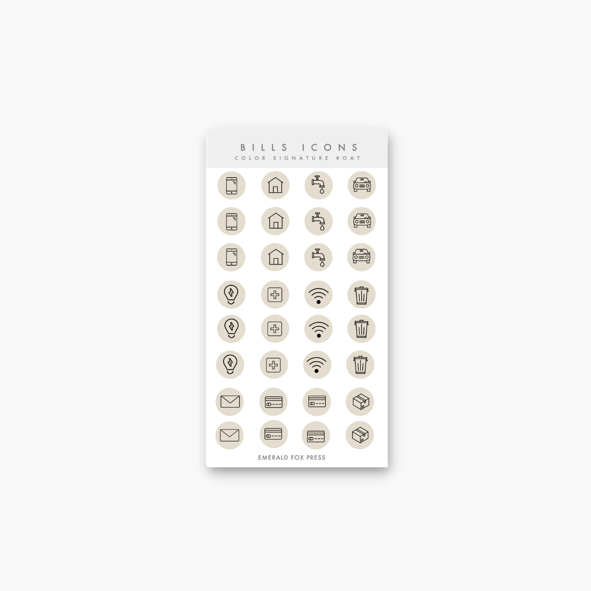 Bills Icons - Planner Sticker Sheet