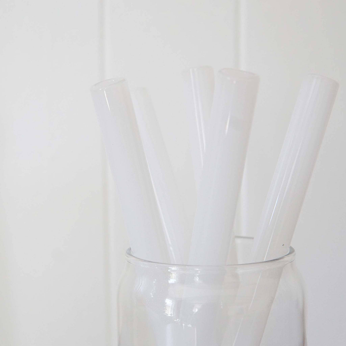 White Wide Straight Glass Straws