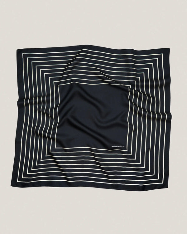 Agnes - Black 100% Silk Scarf