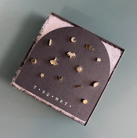 Gwen - Matching Mismatching Minimal Earring Post Set W/ CZ in Gold