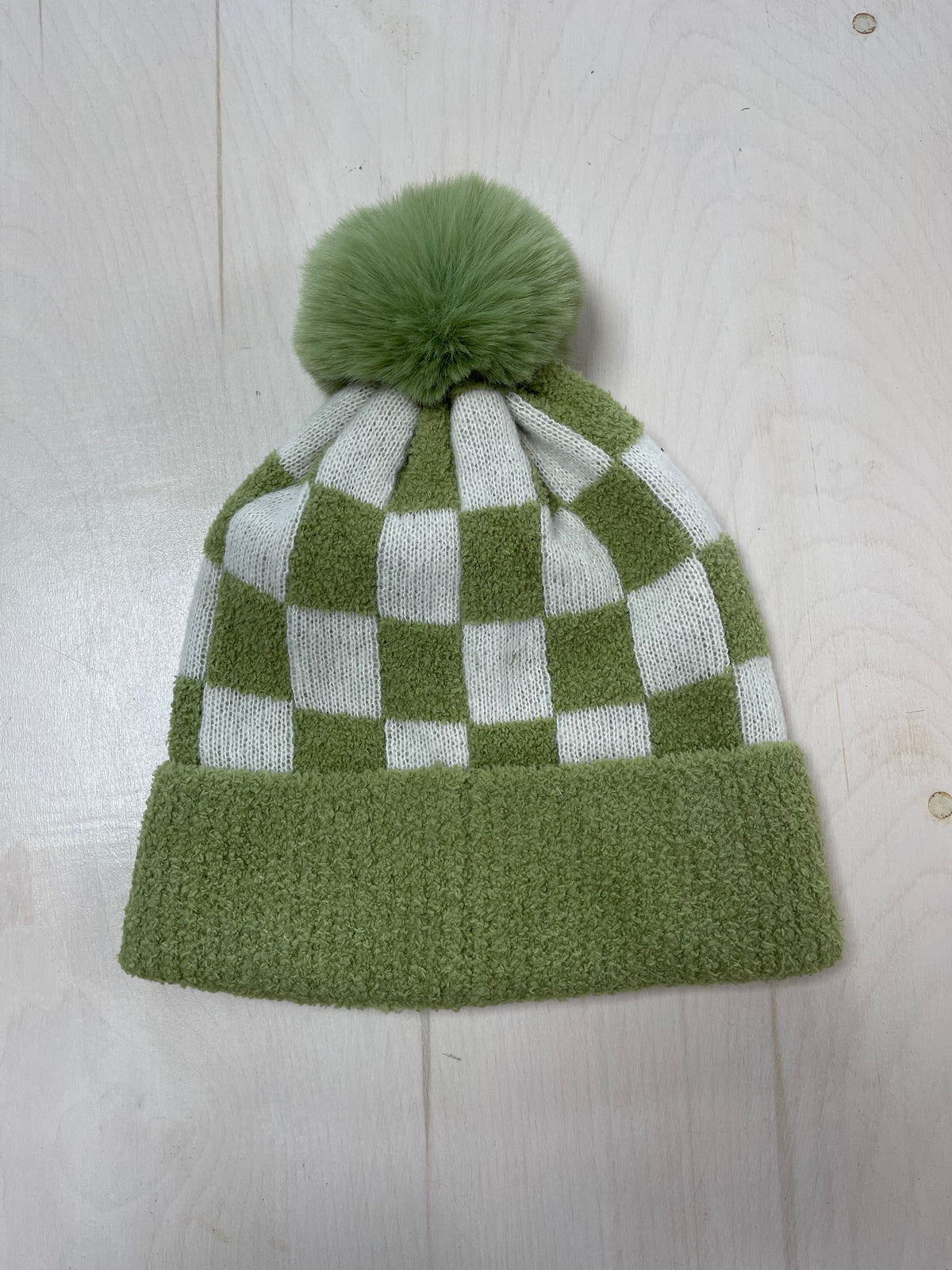 Checkered Pom Pom Beanie