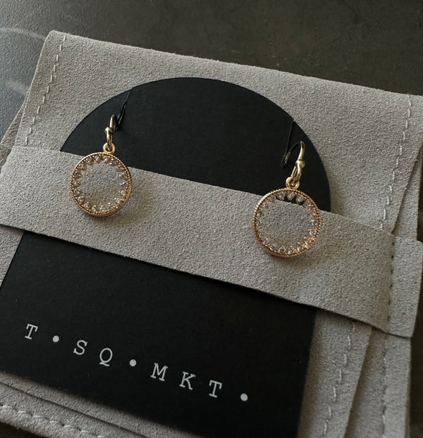 Rhoda - Vintage Style Milgrain Edge CZ Halo Earrings