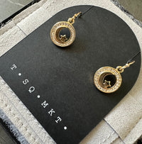 Celeste - Moon & Star Halo CZ Dangle Earrings