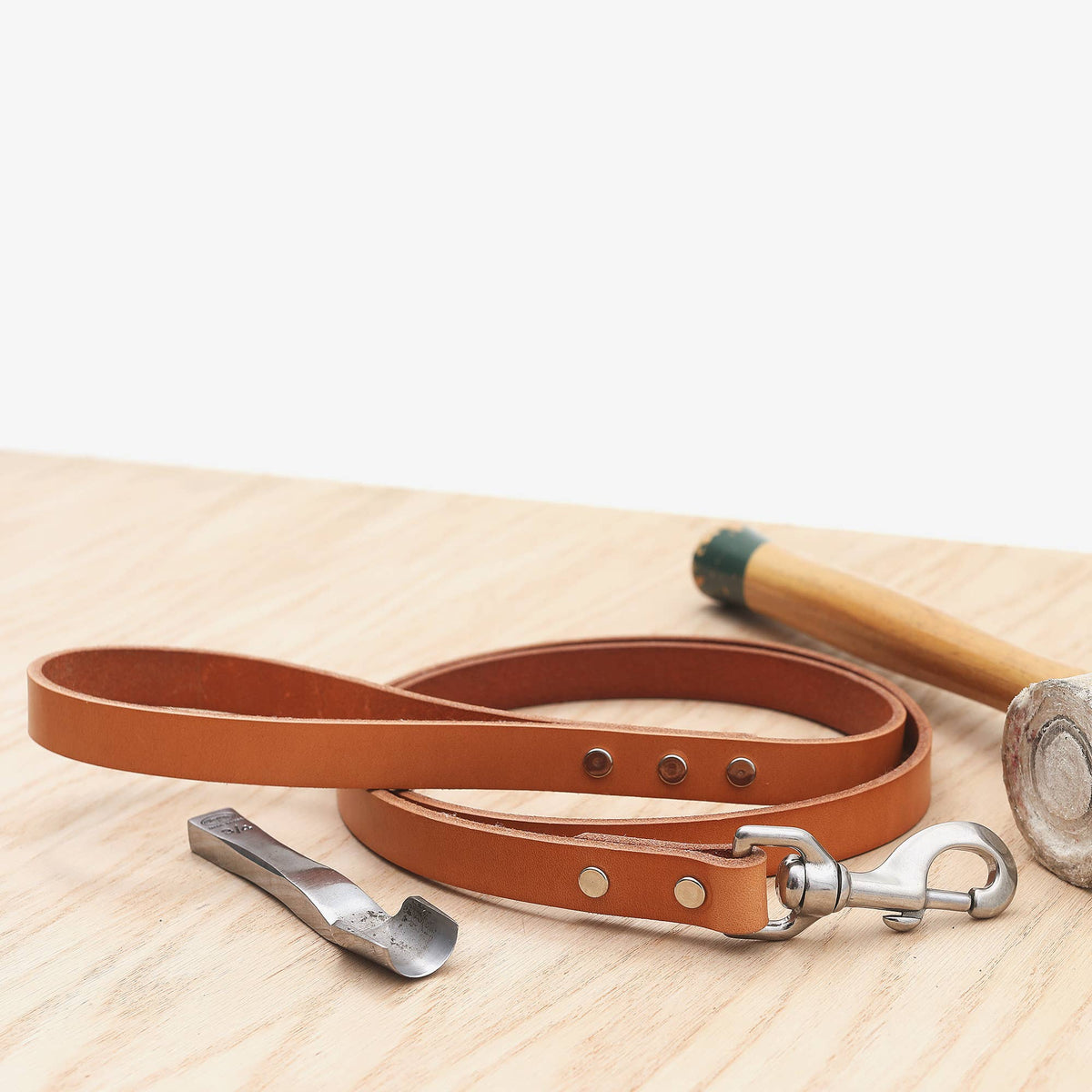 Tan Leather Dog Leash
