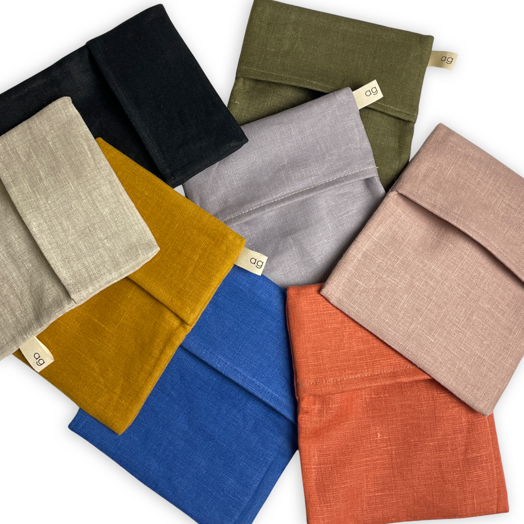 Medium Food Bag Storage Bag Set of Zero Waste Reusable - Linen