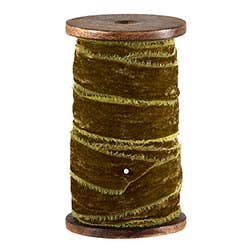 Olive Frayed Velvet Spool
