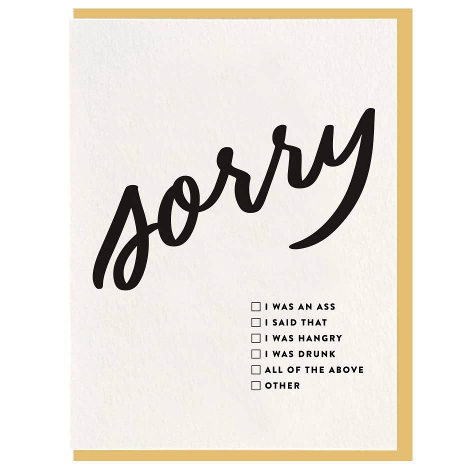 Sorry Checkbox - Letterpress Card