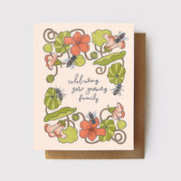 Celebrating Your Growing Family - Nasturtium + Honeybee Card