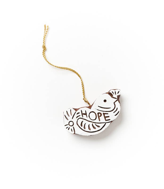 Wood Block Ornament - Festive Hope